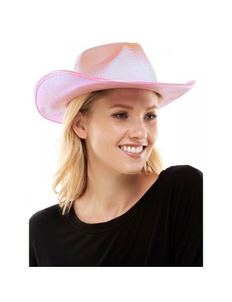 Value Edition Chapeau de cowboy rose clair métallisé