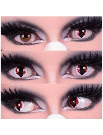 Value Edition Lentilles de contact Œil du diable - Blanc, Rouge et Noir Yeux forme de chat