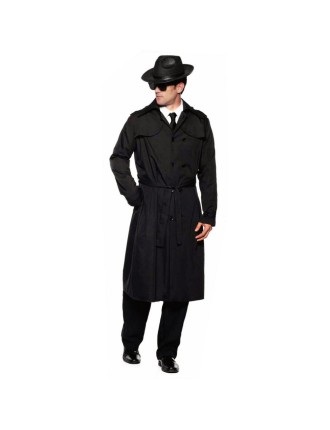 Value Edition Costume espion Trench Coat Adulte Spy- Noir O.S