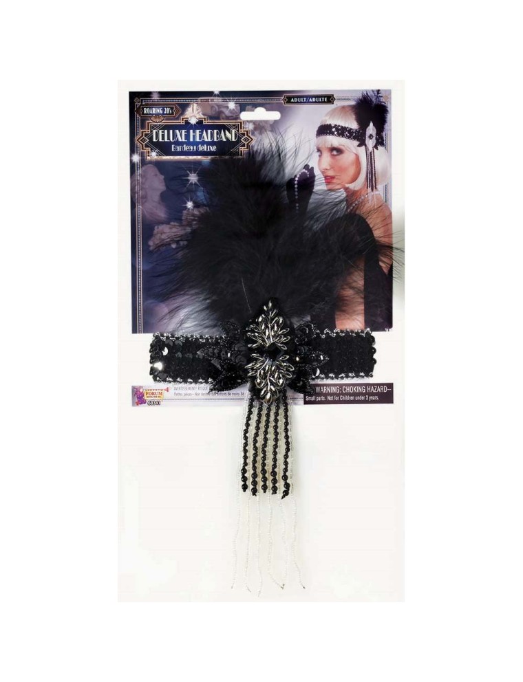 Value Edition Bandeau Flapper avec Plumes - Noir