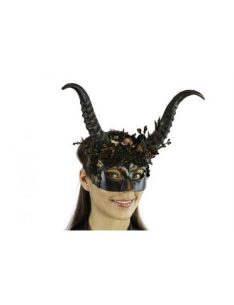 Value Edition Masque Steampunk forêt avec cornes et décorations florales