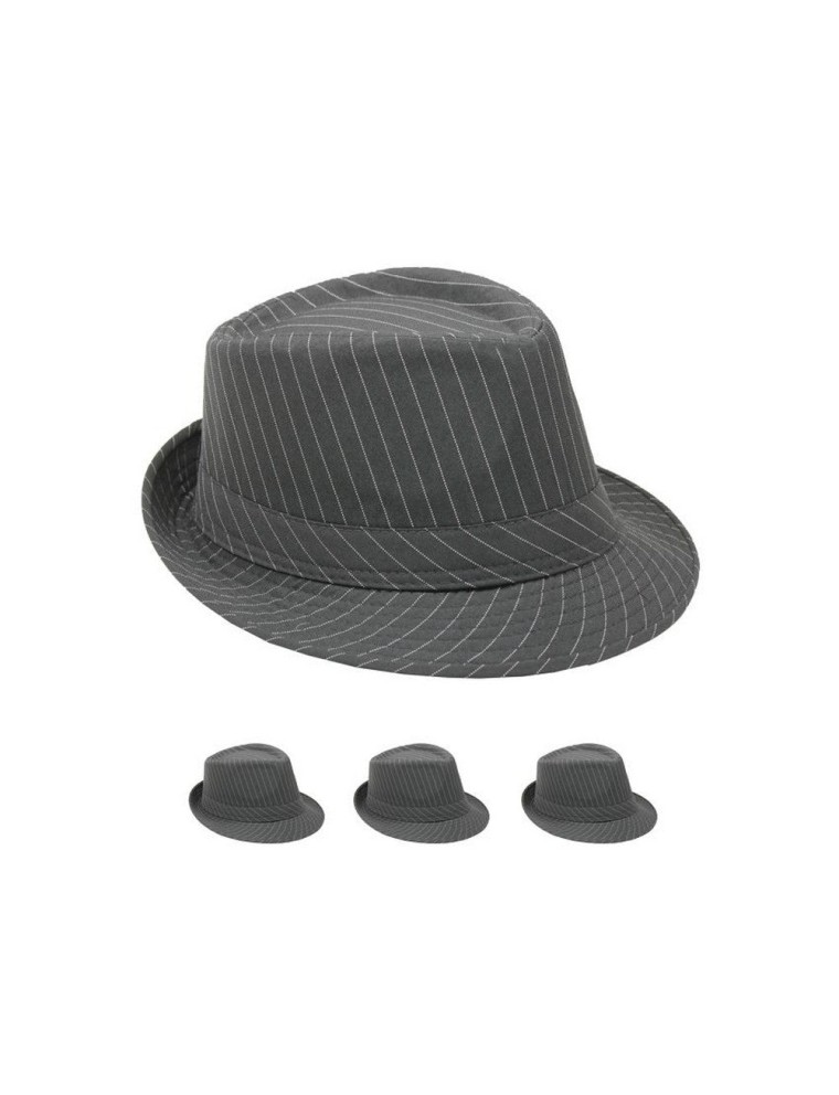 Value Edition Chapeau Fedora gris à fines rayures blanches