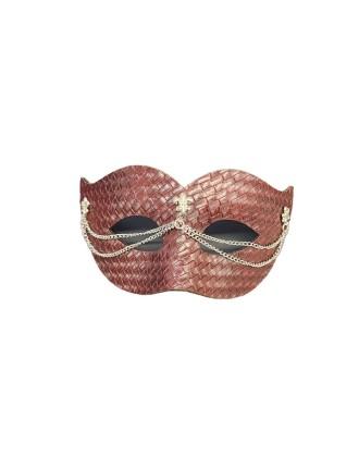 Value Edition Masque venitien en cuir avec chaîne - marron