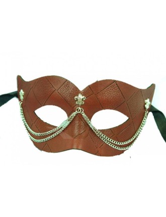 Value Edition Masque venitien en cuir avec chaîne - marron