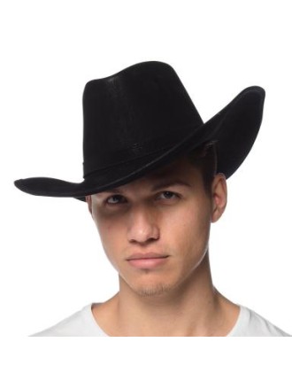 Value Edition Chapeau de cowboy Frontier en similicuir - Noir