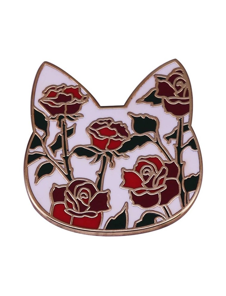 Value Edition Broche en émail Love et Respect Red Rose Cat