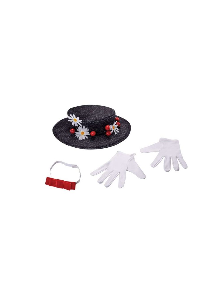 Value Edition Kit de Mary Poppins avec chapeau, gants et noeud papillon