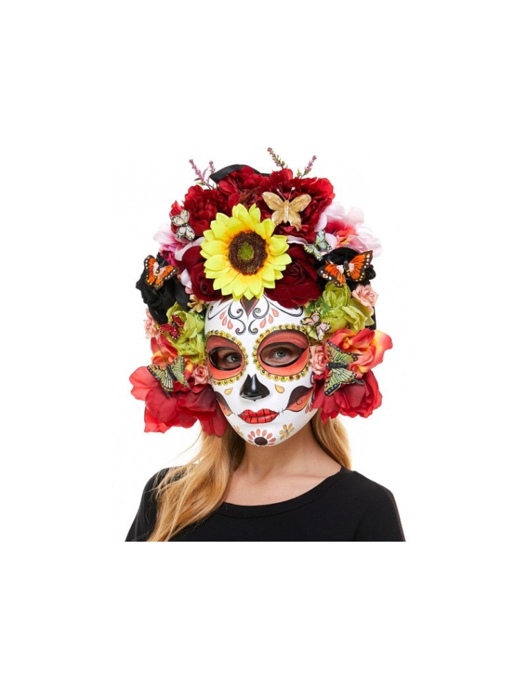 Value Edition Masque avec fleurs en soie et papillons - Jour des Morts