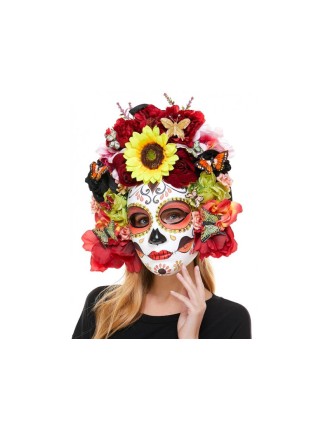 Value Edition Masque avec fleurs en soie et papillons - Jour des Morts