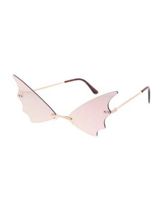 Value Edition Petites lunettes de soleil chauve-souris en métal, monture fantaisie avec lentille miroir couleur