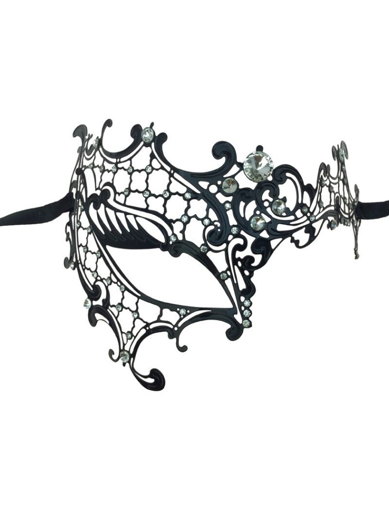 Value Edition Masque noir métallique avec strass clairs 7131