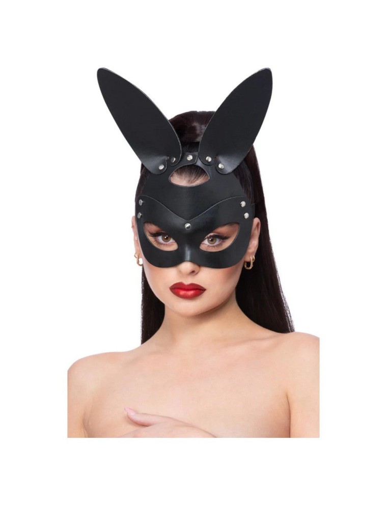 Value Edition Masque de lapin en simili cuir- noir