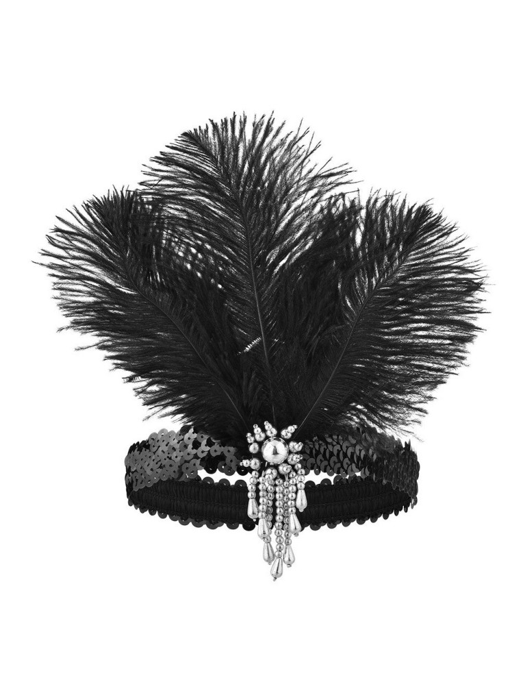 Value Edition Bandeau années 1920 avec plumes - Noir