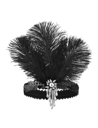 Value Edition Bandeau années 1920 avec plumes - Noir