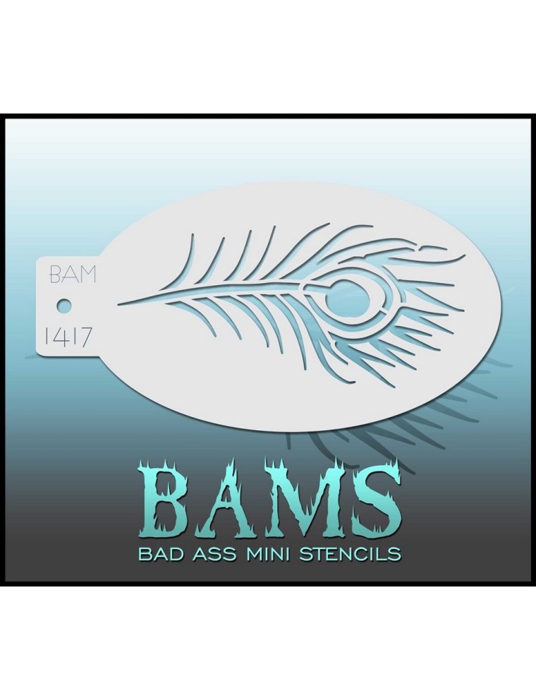 Value Edition Pochoir BAM 1417 Bad Ass Mini Stencil - Plume de Paon