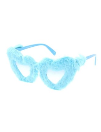 Value Edition Lunettes pour femmes en plastique à grande monture en forme de cœur avec bordure en fourrure - Assorties