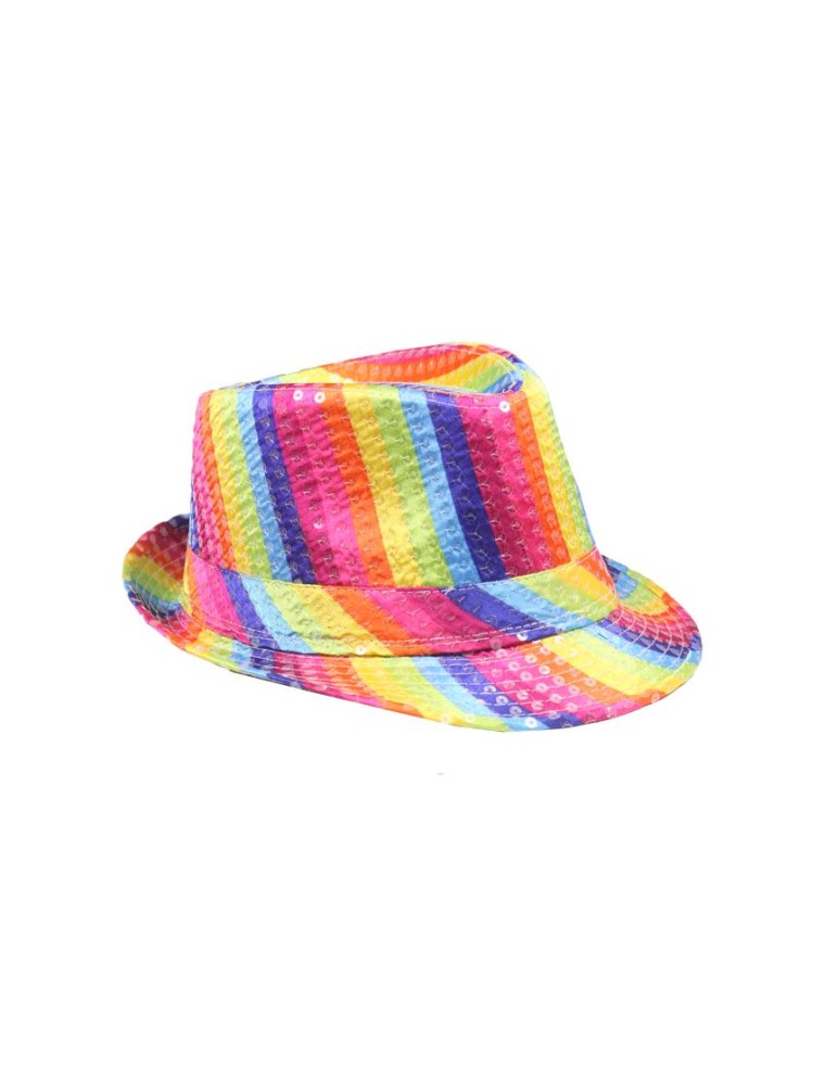 Value Edition Chapeau Fedora à paillettes arc-en-ciel