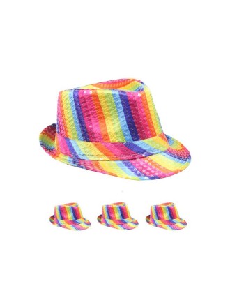 Value Edition Chapeau Fedora à paillettes arc-en-ciel