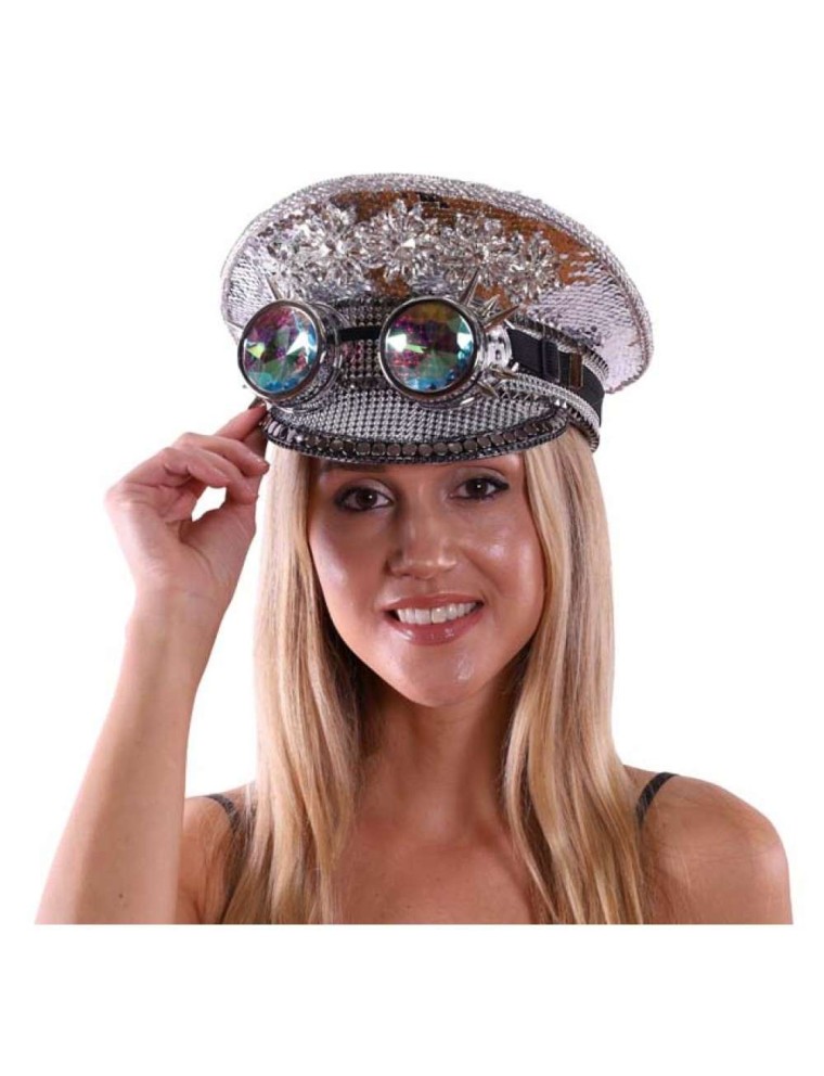 Value Edition Chapeau à paillettes argent avec lunettes