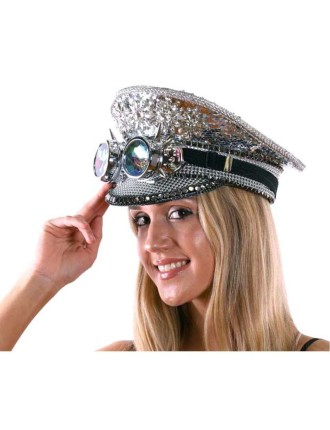 Value Edition Chapeau à paillettes argent avec lunettes