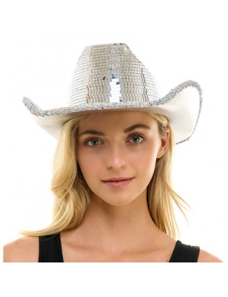 Value Edition Chapeau de Cowboy Miroir Argenté - Disco Cowgirl