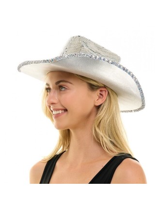 Value Edition Chapeau de Cowboy Miroir Argenté - Disco Cowgirl