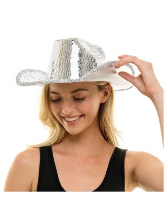 Value Edition Chapeau de Cowboy Miroir Argenté - Disco Cowgirl