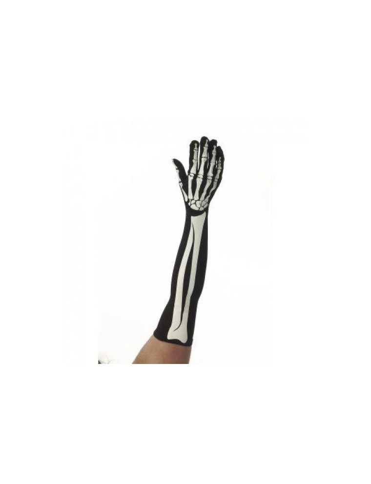 Value Edition Gants longs SKELETON - Taille unique - Noir/Blanc