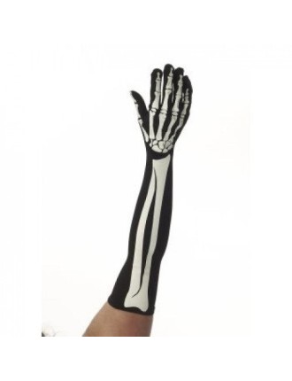 Value Edition Gants longs SKELETON - Taille unique - Noir/Blanc