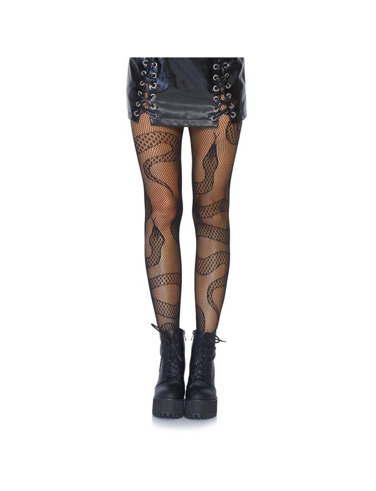 Value Edition Collants Noirs en Résille - Serpent