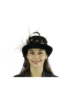 Value Edition Chapeau Steampunk avec lunettes, clé et plumes