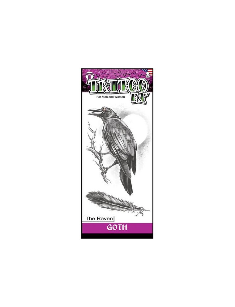 Value Edition Tatouage Temporaire Oiseau Corbeau- Gothique