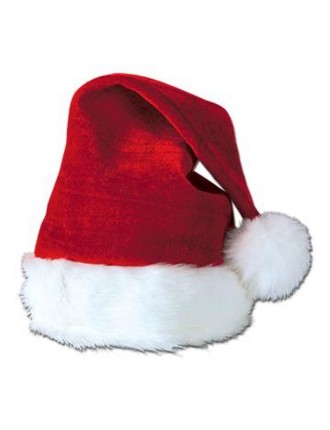 Value Edition Chapeau de Noël en velours avec bord en peluche - Rouge