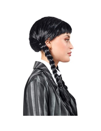 Value Edition Perruque Mercredi Addams avec tresses - Adulte