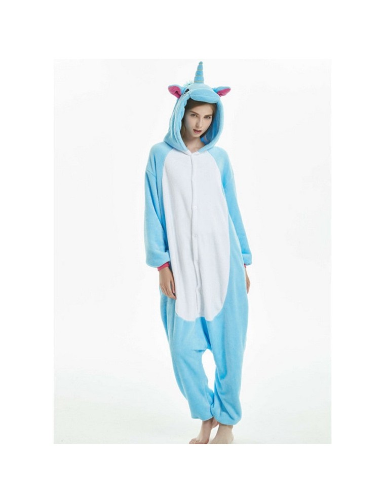 Value Edition Costume de licorne bleue onesie pour adulte