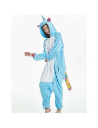 Value Edition Costume de licorne bleue onesie pour adulte