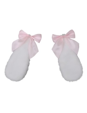 Value Edition Barrettes à cheveux oreilles de lapin avec noeud - lapin peluche blanc