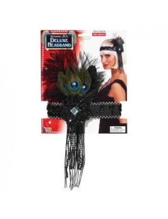 Value Edition Bandeau FLAPPER noir avec plumes