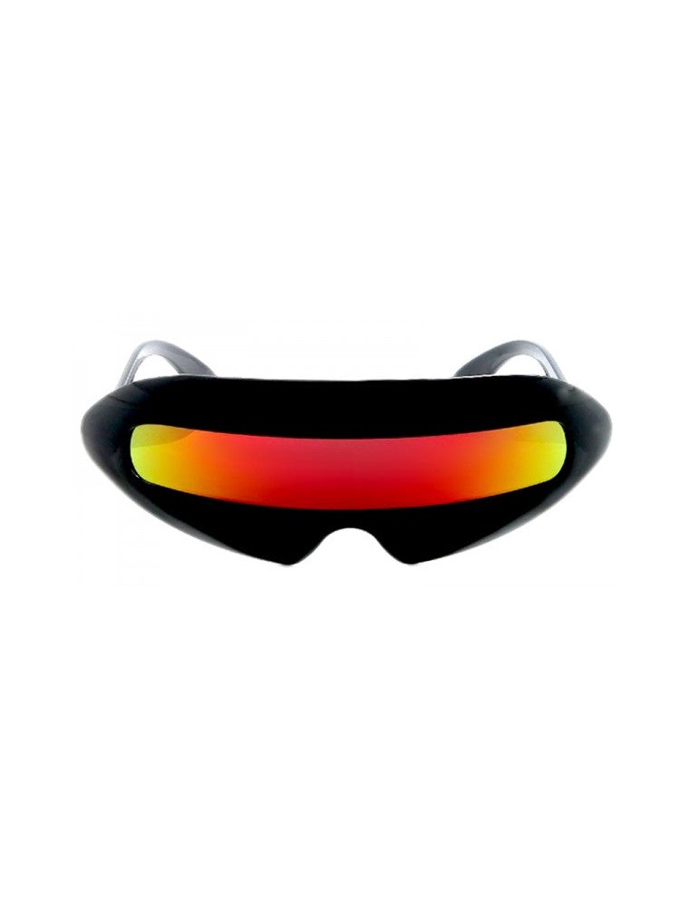 Value Edition Lunettes futuriste noire avec lentille rouge