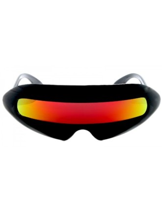 Value Edition Lunettes futuriste noire avec lentille rouge