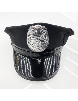 Value Edition Chapeau de police noir avec insigne