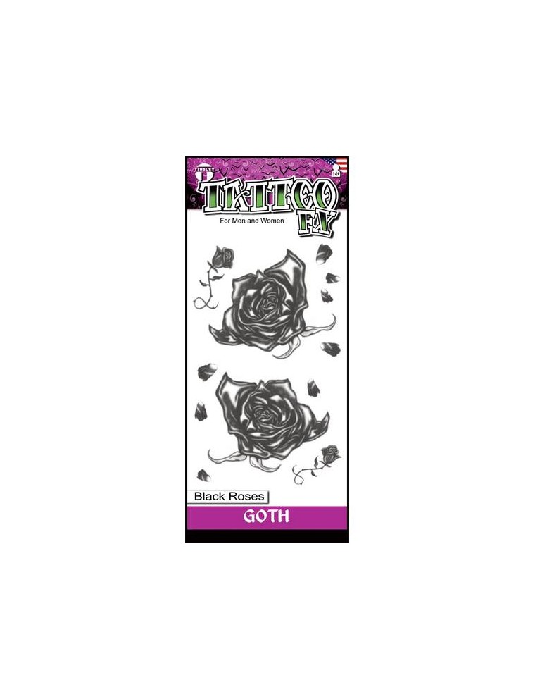 Value Edition Roses Noires Tatouage Temporaire Gothique - Tinsley Transfers