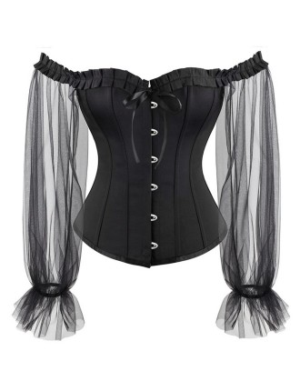 Value Edition Corset noir avec manches transparentes en voile