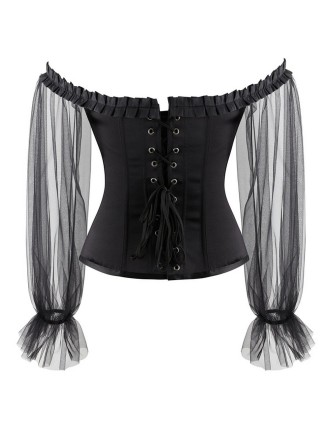 Value Edition Corset noir avec manches transparentes en voile