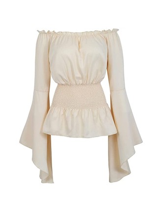 Value Edition Blouse Paysanne Médiévale- Haut Beige à Manches Longues