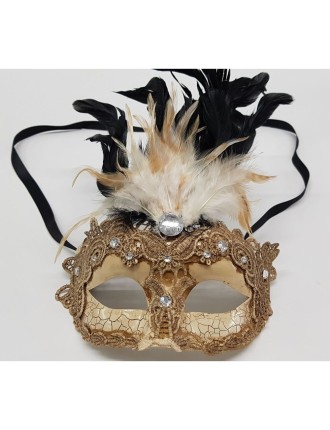 Value Edition Masque crépitant avec plumes et dentelle 3A