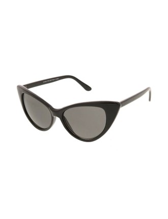 Value Edition Lunettes de soleil Cat Eye 498 monture classique moyenne en plastique - noir