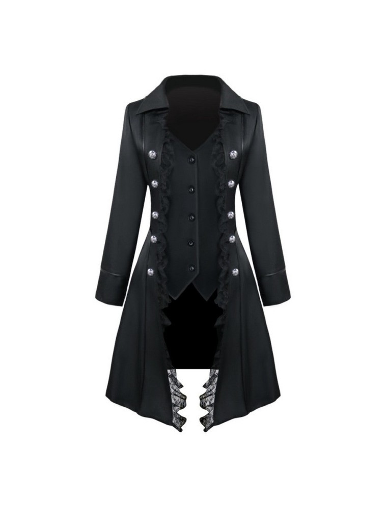 Value Edition Manteau Élégant Médiéval pour Femme - Noir