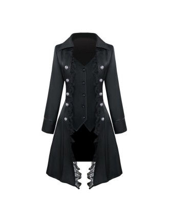 Value Edition Manteau Élégant Médiéval pour Femme - Noir