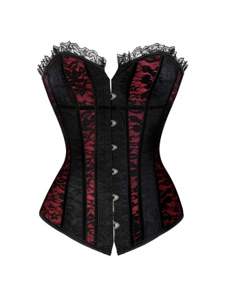 Value Edition Corset en dentelle florale - Noir et Rouge